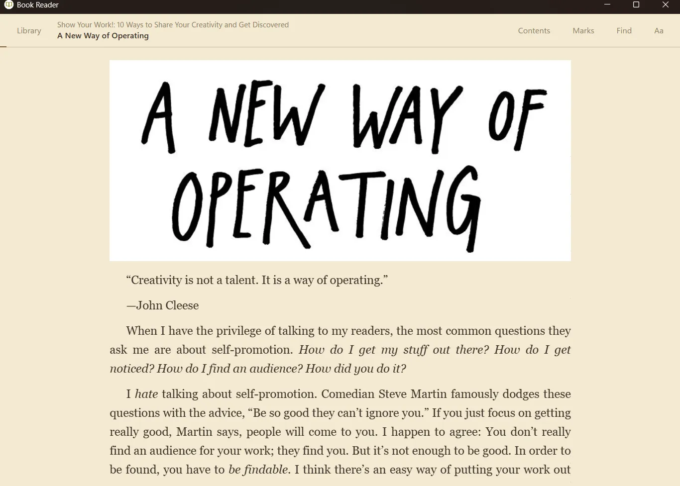 Screenshot 2 of book reader app, on a particular page when reading a book
